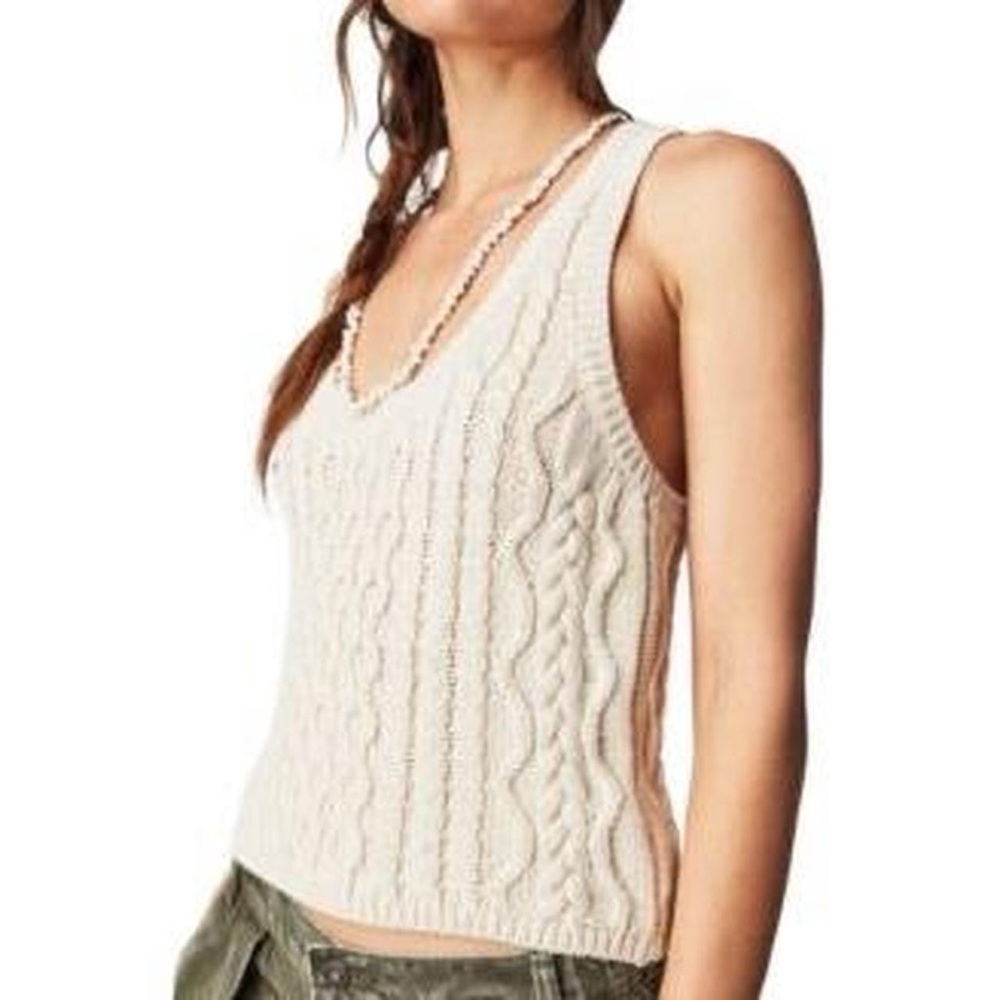 Free People Ivory Cable Knit Tank Top